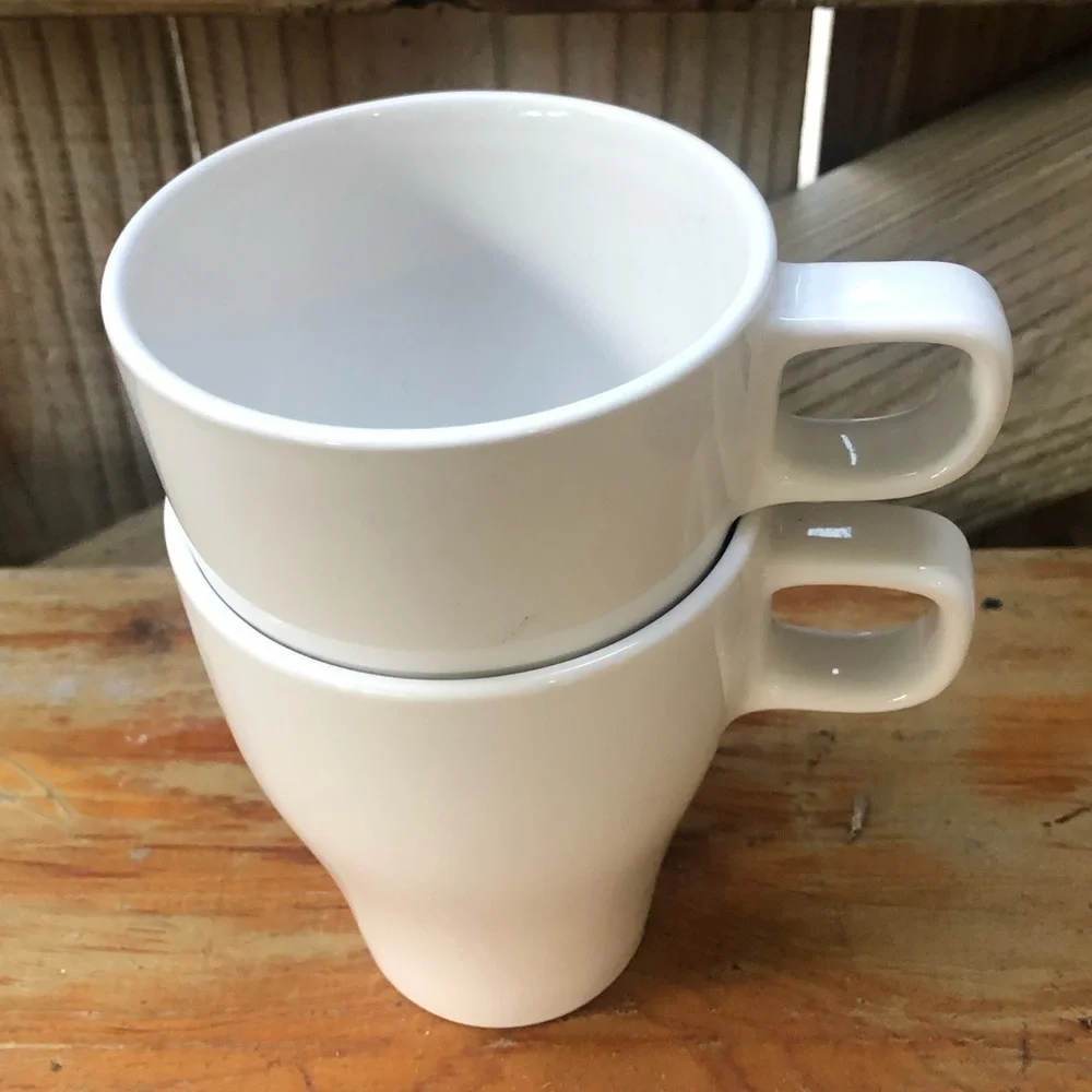 Set of 2 IKEA Dinera Coffee Mugs Tea Cups White Size 12oz